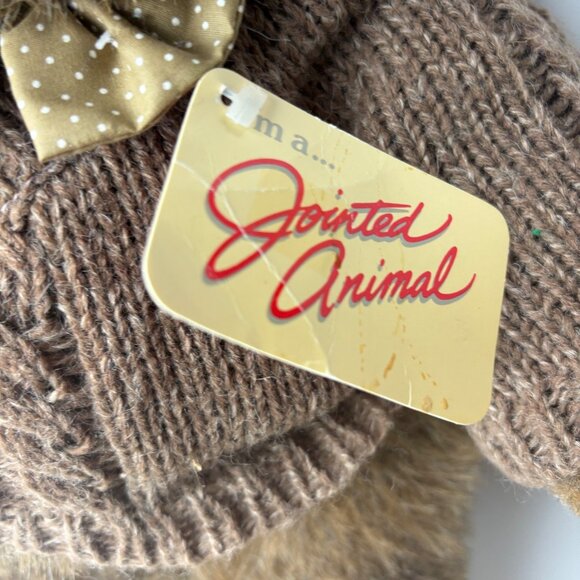 VTG 1985 BLAKE Heartline Snuggables Jointed Teddy Bear Knit Sweater 12" Tags Bow - Picture 3 of 9